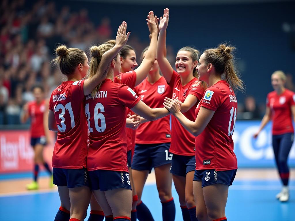 Squadra futsal femminile che celebra vittoria